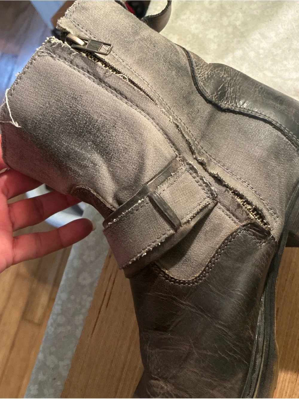 Bed-Stu Men's Black Distressed Leather Ankle Boots - Rugged Strap Design Sz 10
